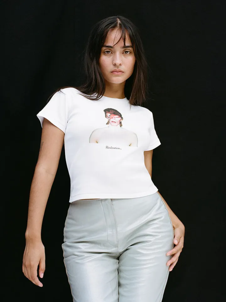 Réalisation Par Tees|Tops^Aladdin Sane Baby Tee - White