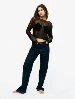 Réalisation Par Knitwear|Tops^Crochet Flower Top - Black