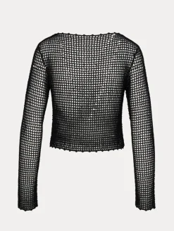 Réalisation Par Knitwear|Tops^Crochet Flower Top - Black